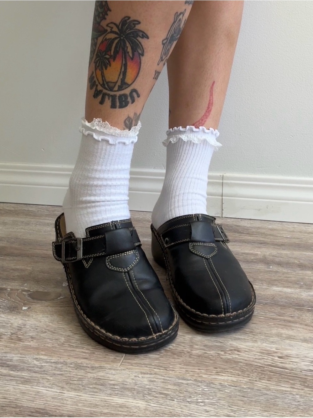 Classic Black Leather Mules with Buckle Detail - Picture 5 of 5